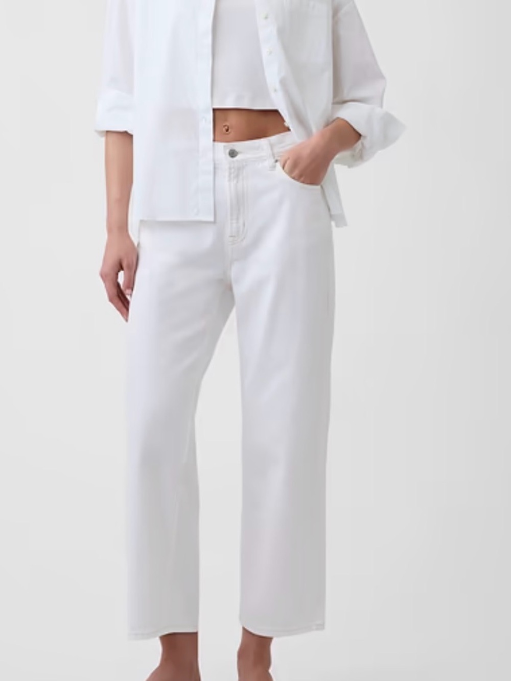 Gap Classic High-Rise Cropped Straight Jeans in White